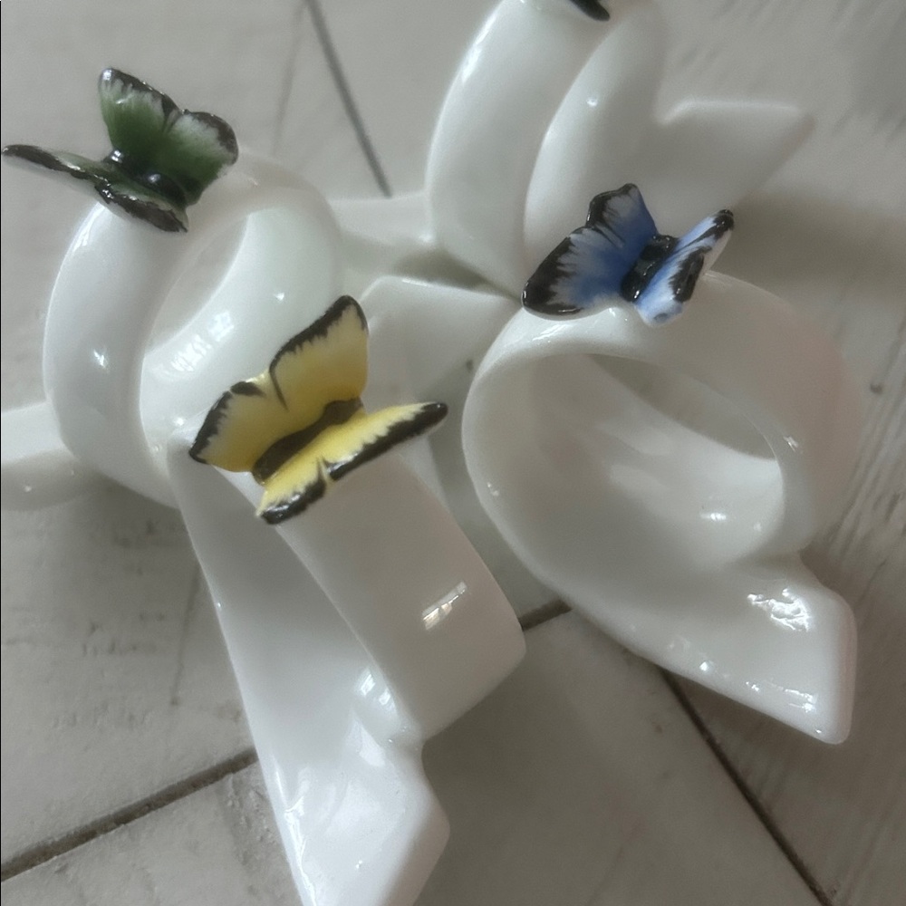 Vintage 4 shafford napkin ring butterfly - Picture 2 of 3